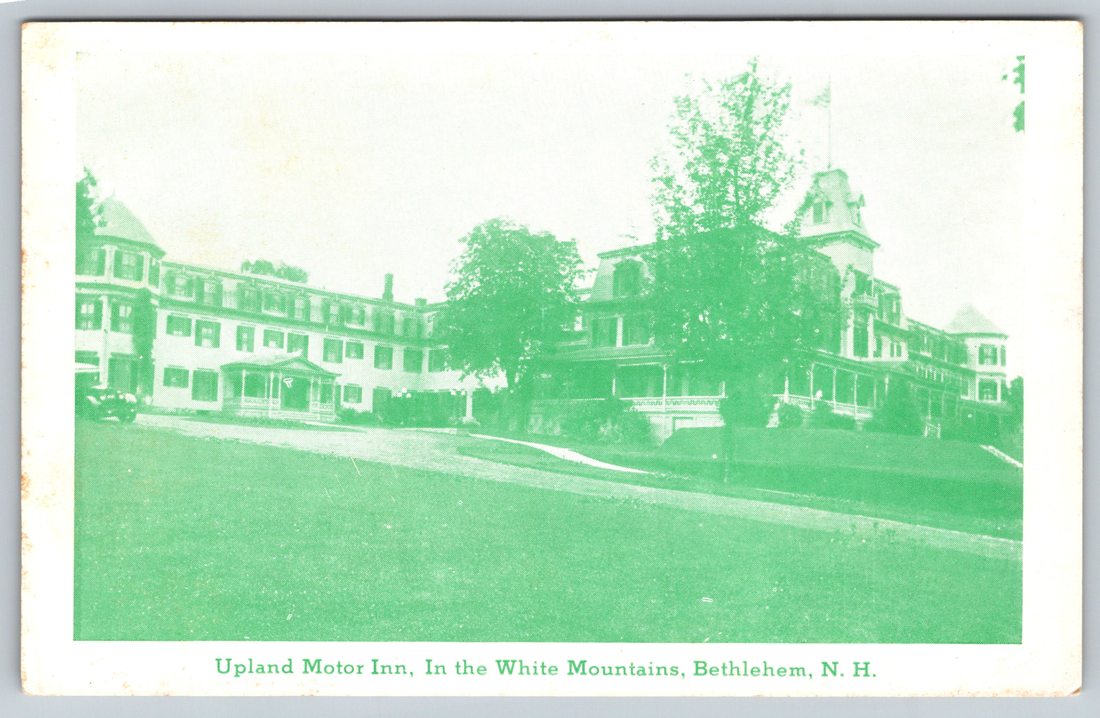 NH Upland Inn White Bethlehem Motor Mountain Point Free Vintage Chrome Postcard