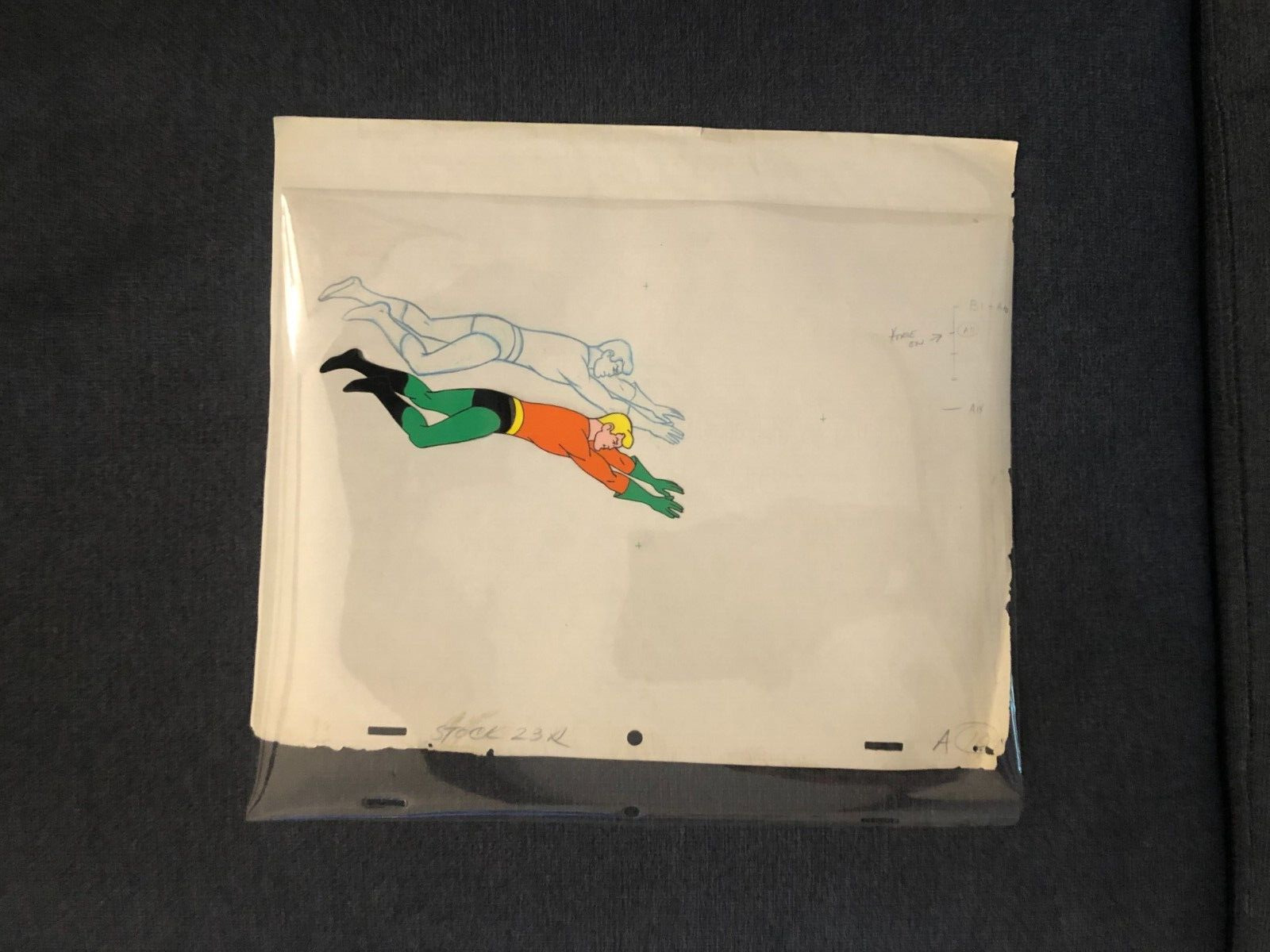 Aquaman  Filmation 1967 PRODUCTION CEL  W/PENCIL DRAWING   HAND INKED