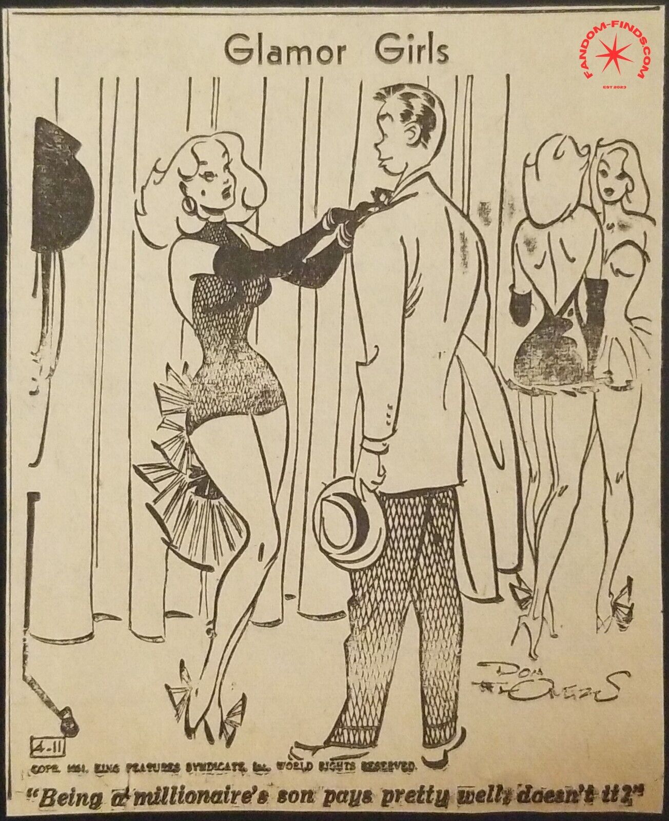 1961 Glamor Girls Daily Comic Strip Millionaire Son Gold Digger Flirting