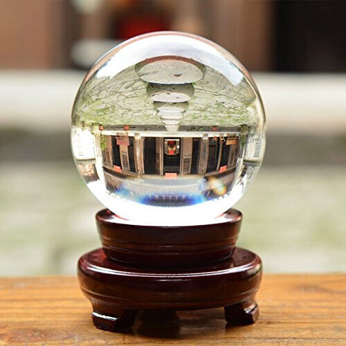 LONGWIN 100MM Clear Crystal Ball 4Inch Glass Sphere Photo Prop Free Stand Gift