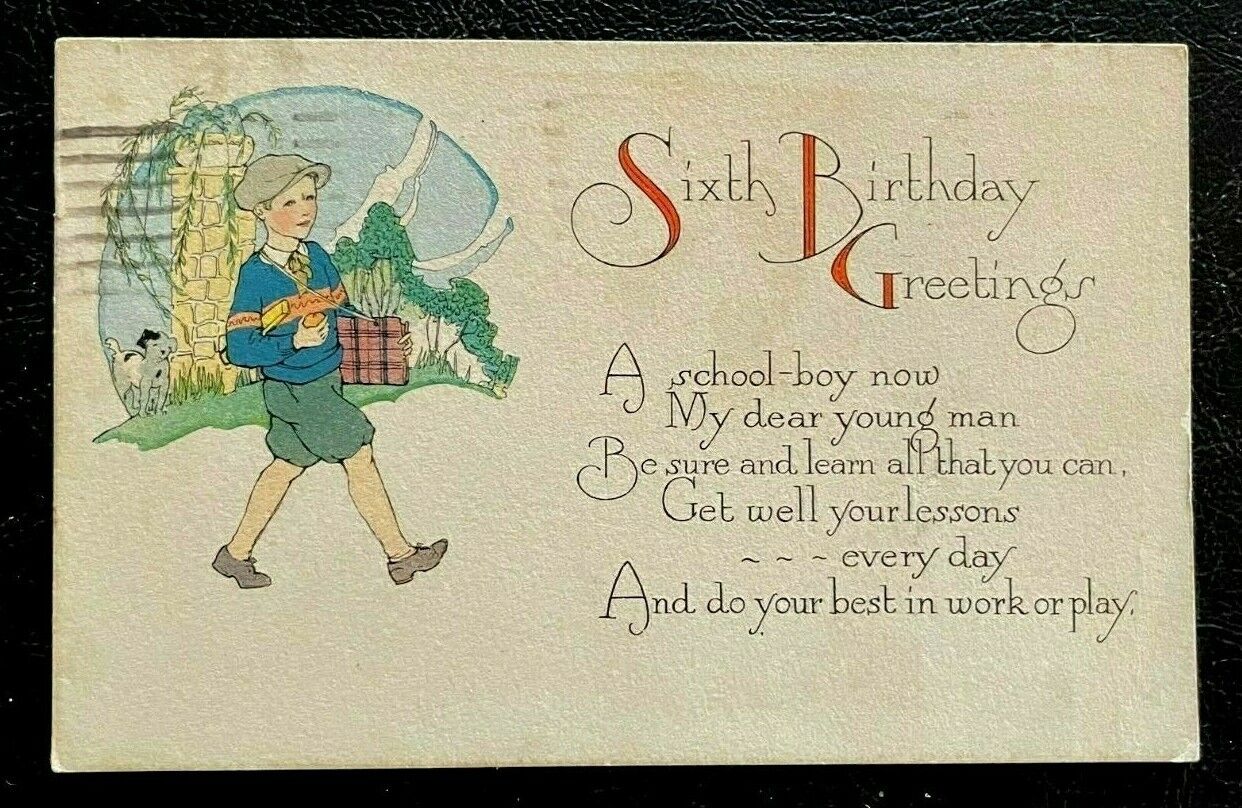 Vintage Collector Sixth Birthday Greeting Postcard Postmarked 1939