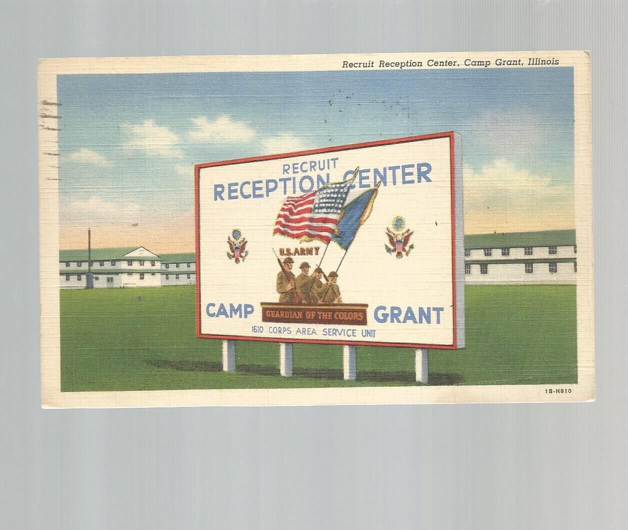 1942 RECRUIT RECEPTION CTR CAMP GRANT IL POSTCARD