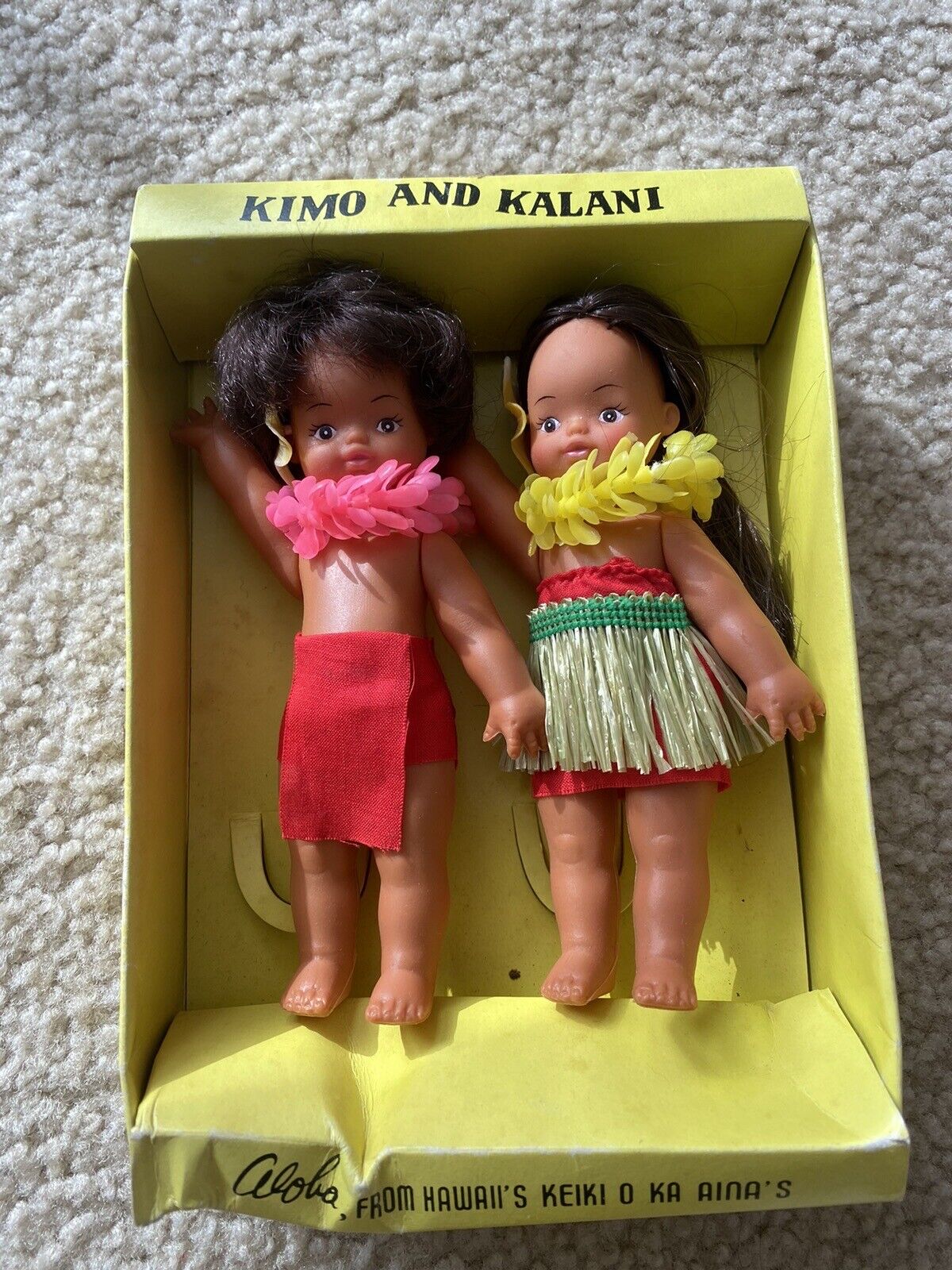Vintage Hawaiian Dolls Souvenir Kimo and Kalani Doll Rare Hard To Find