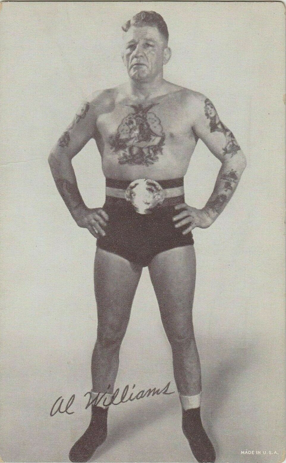 American 1930s WRESTLER WRESTLING Man Tattoos Photo Portrait RPPC
