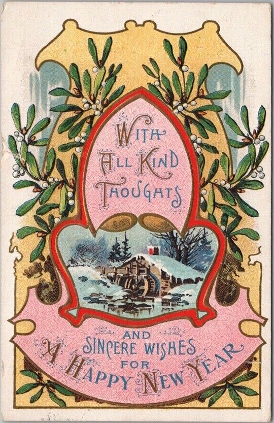1917 HAPPY NEW YEAR Embossed Postcard \