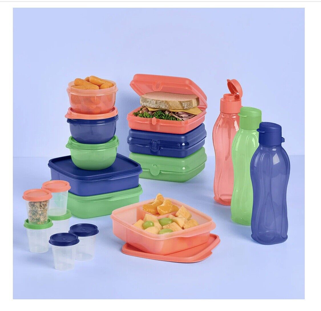 Tupperware 18 Pc Lunch Bottle Snack Bowl Get It All Set New