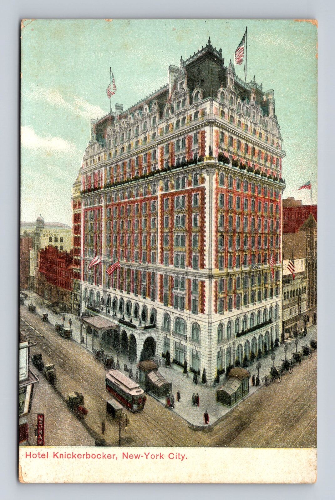 New York City NY, Hotel Knickerbocker, Antique, Vintage Souvenir Postcard