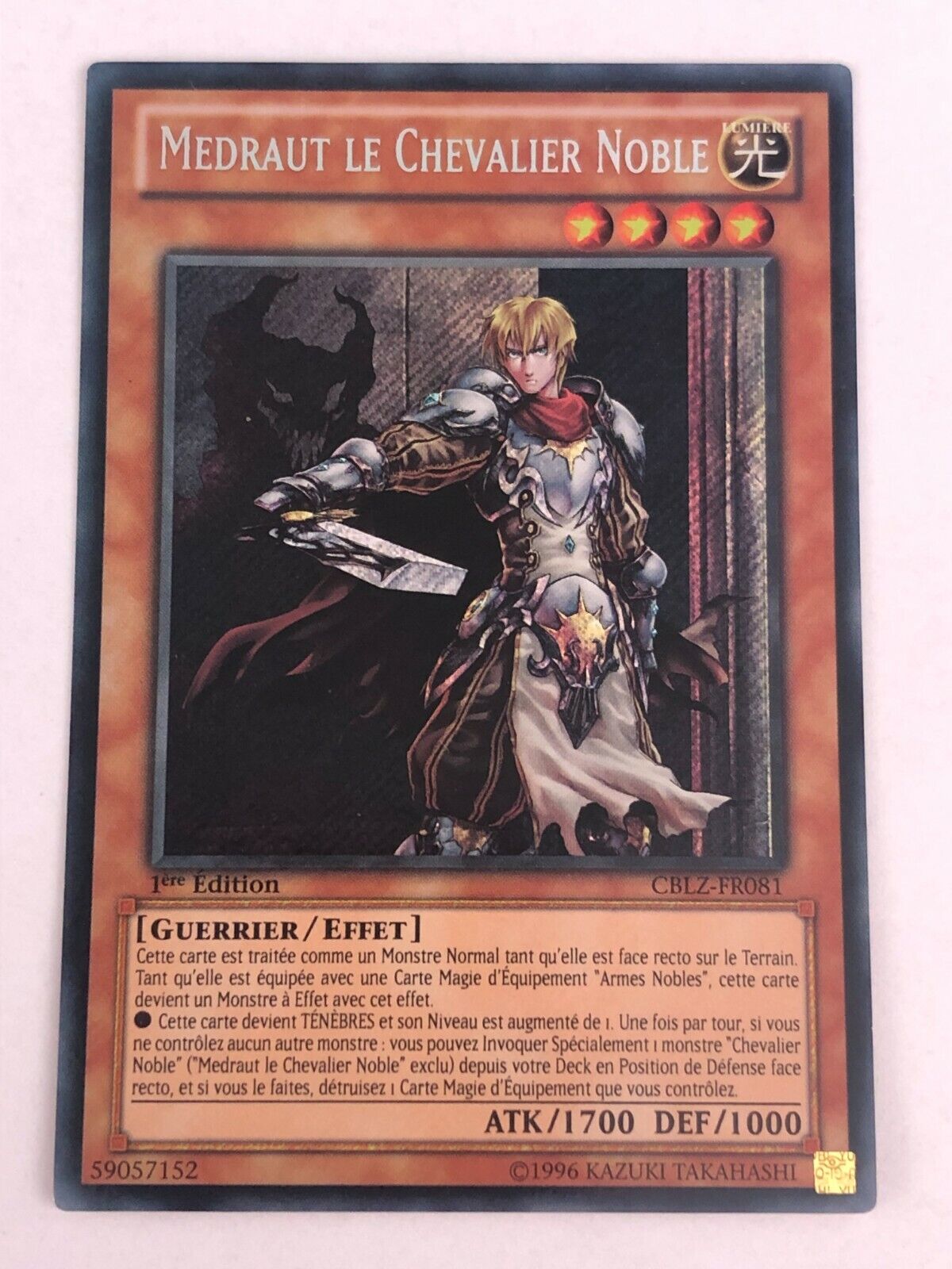 Yu-Gi-Oh - JCC - Medraut the Noble Knight Card - CBLZ-FR081