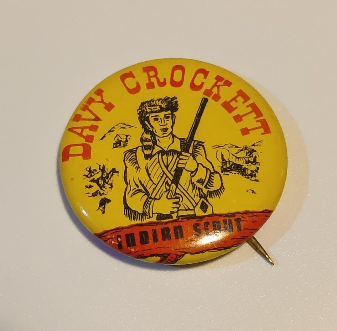 Vintage RARE 1950’s Davy Crockett Indian Scout Pin Pinback Button