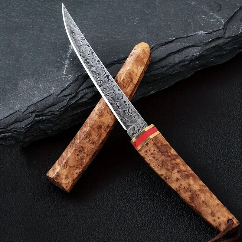 Damascus Steel Outdoor Fruit Knife - High Hardness, Sharp Cutter with VG10 Steel
