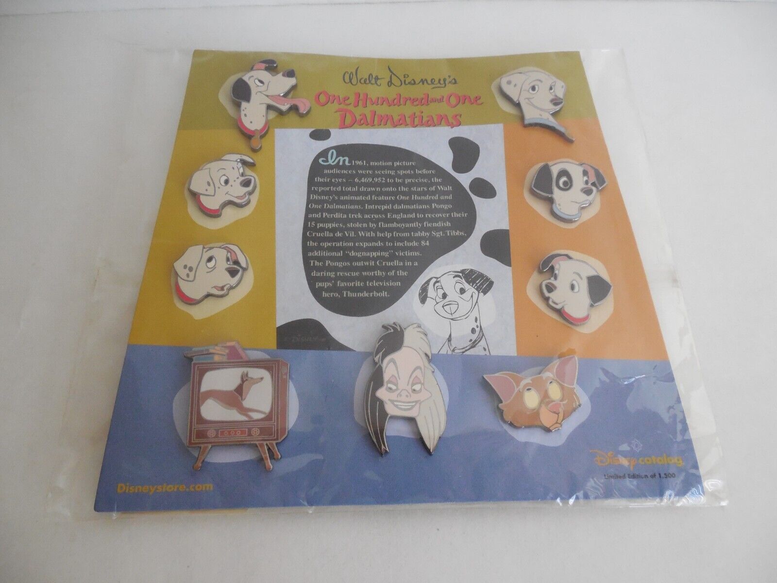 Walt Disney's 101 One Hundred and One Dalmatians 9 Pin Set Disney Catalog 10547