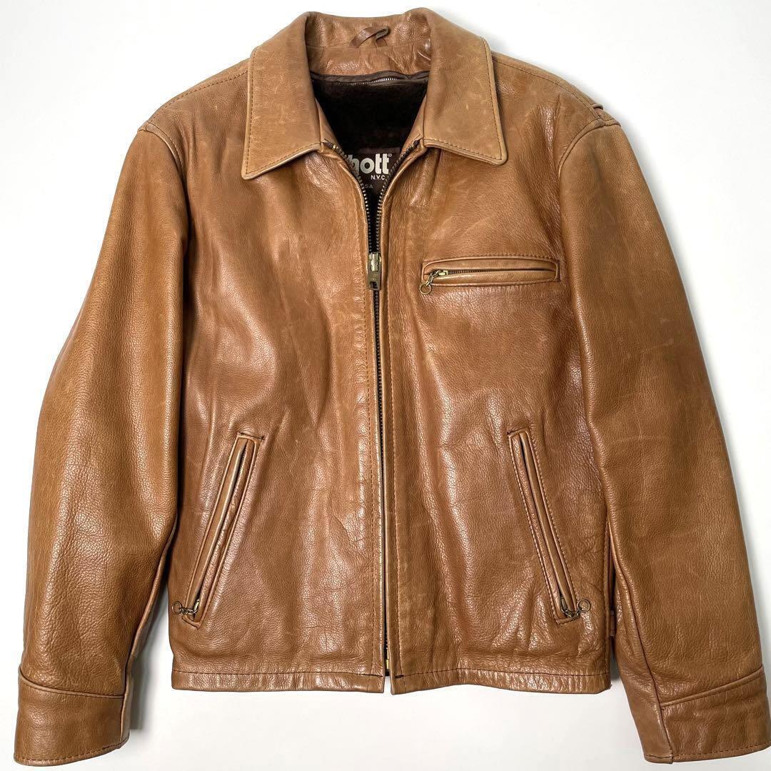 Made In The Usa Schott Leather Rider\'S Jacket 38 Genuine With Liner