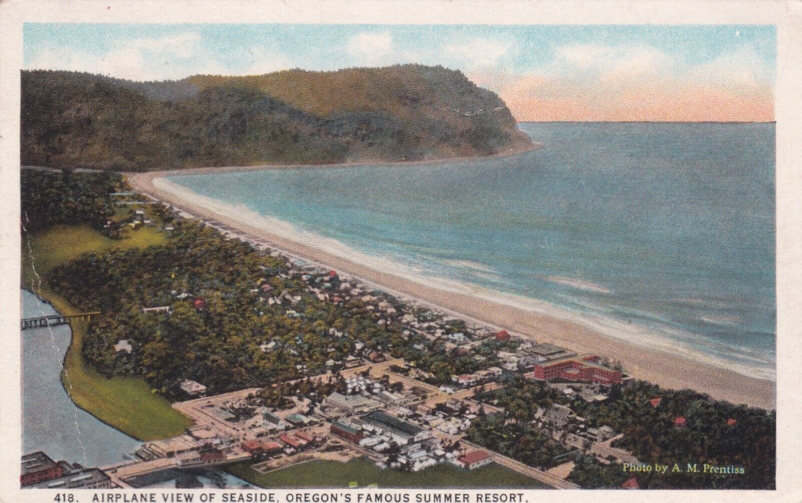 Bird\'s Eye View Seaside Oregon Postcard 1924 AS IS