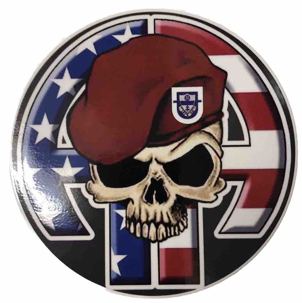 Army 82nd Airborne Punisher Skull Sticker 5 1/2” Round - Set Of 2