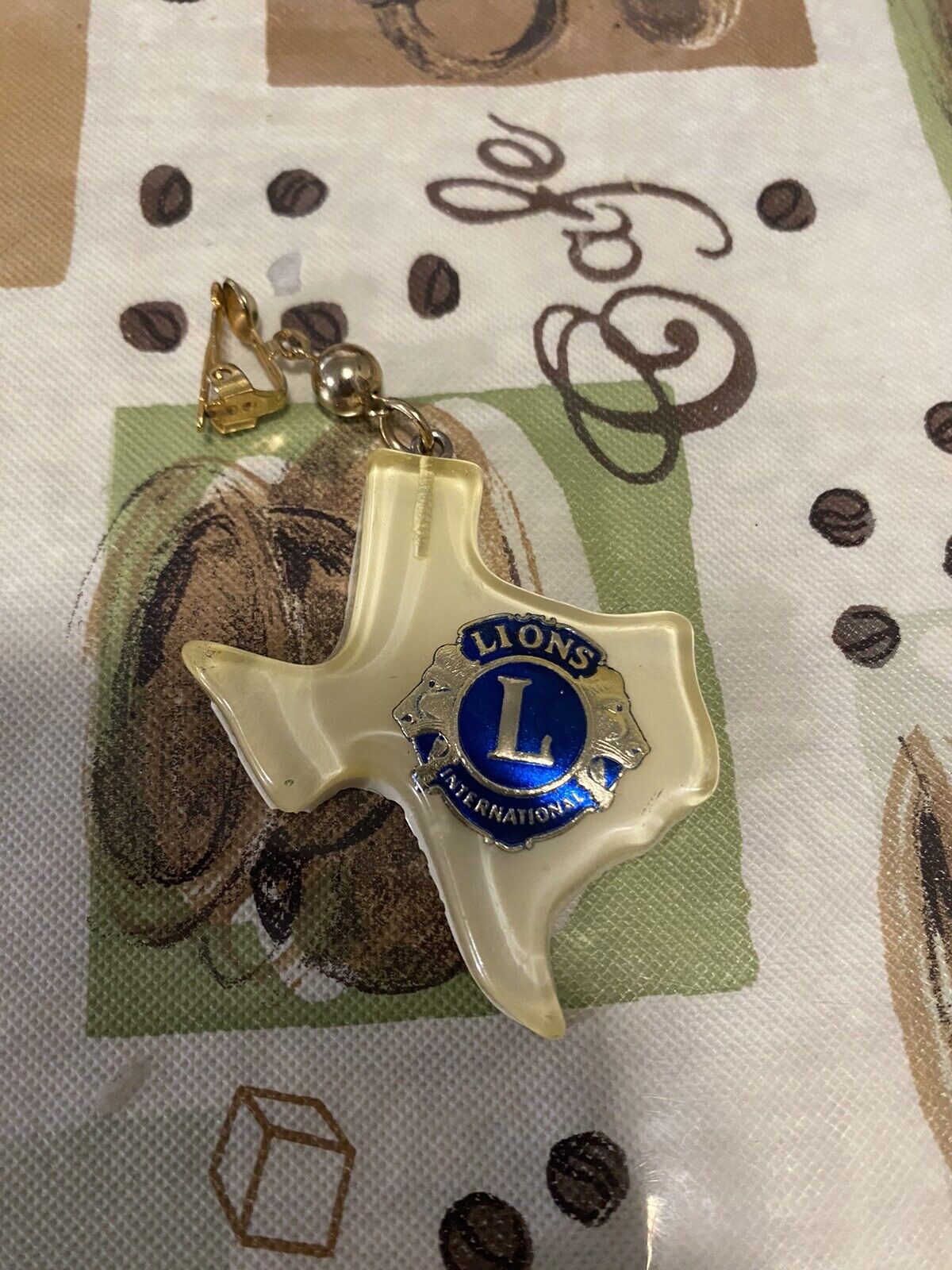 Vintage Lions Club International Keychain Texas Shaped PREOWNED
