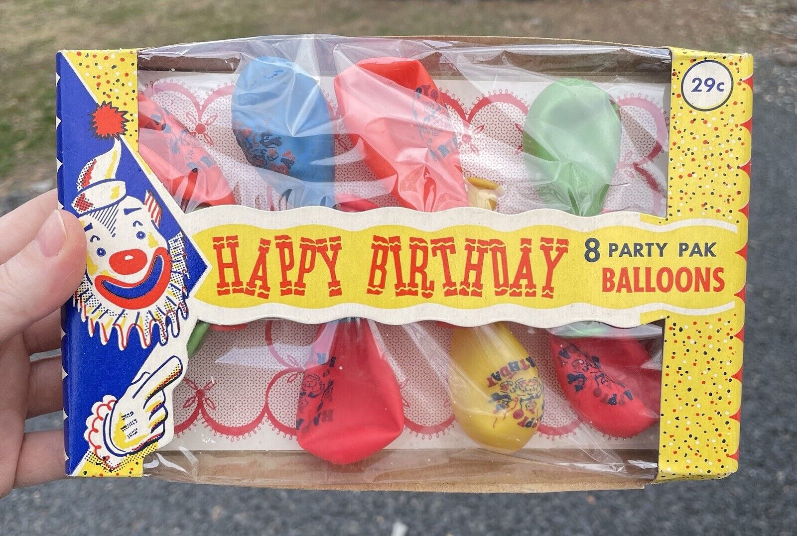 Vintage MCM NOS Clown Happy Birthday Party Pack Balloons Mid-Century 1960\'s