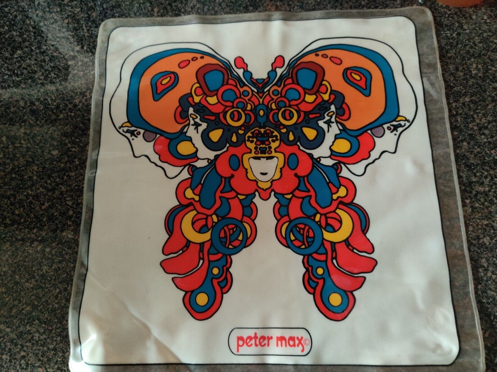 Peter Max Vinyl Inflatable Pillow 16x16  Butterfly Faces