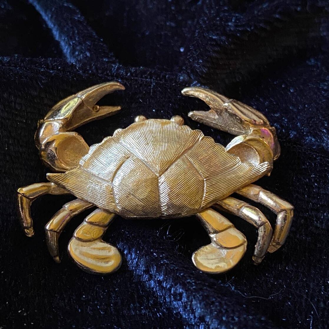 Napier Vintage Gold Tone Life Like Chesapeake Crab Brooch 1 1/4