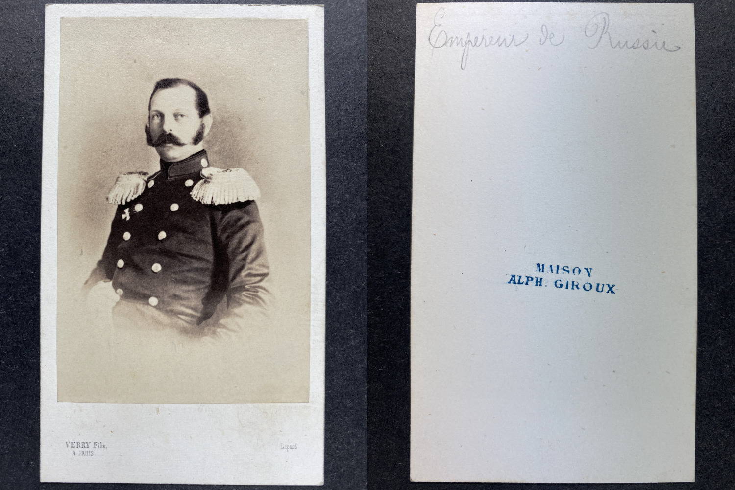 Verry, Paris, Alexander II, Emperor of Russia Vintage cdv albumen print.