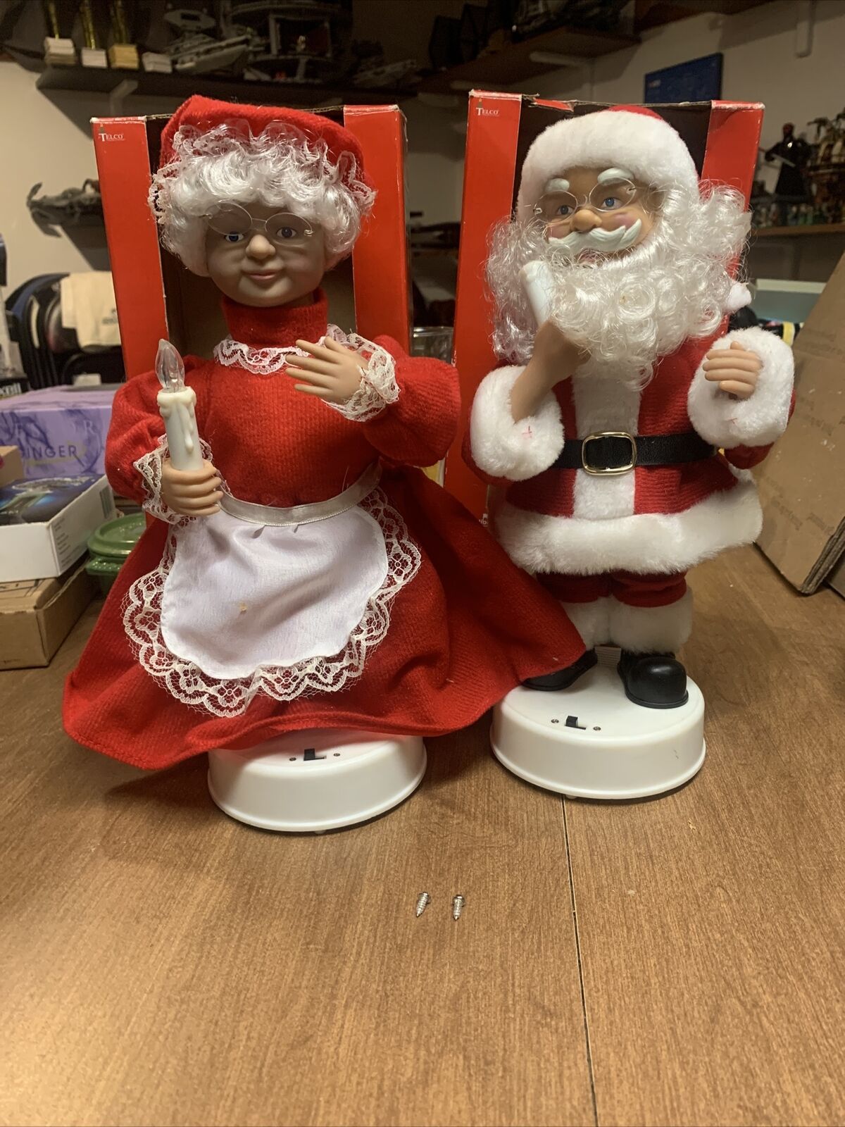 Telco MOTION-ETTE 12” Santa & Mrs Claus Christmas Battery Operated Lighted Music