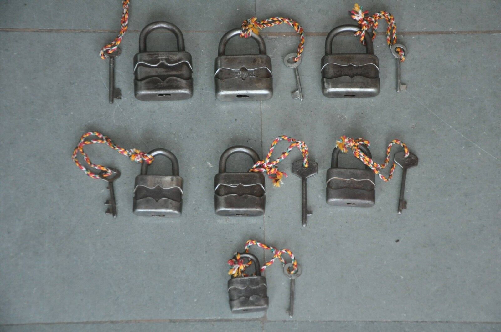 7 Pc  Vintage Iron Different Shape Handcrafted Padlocks,Germany