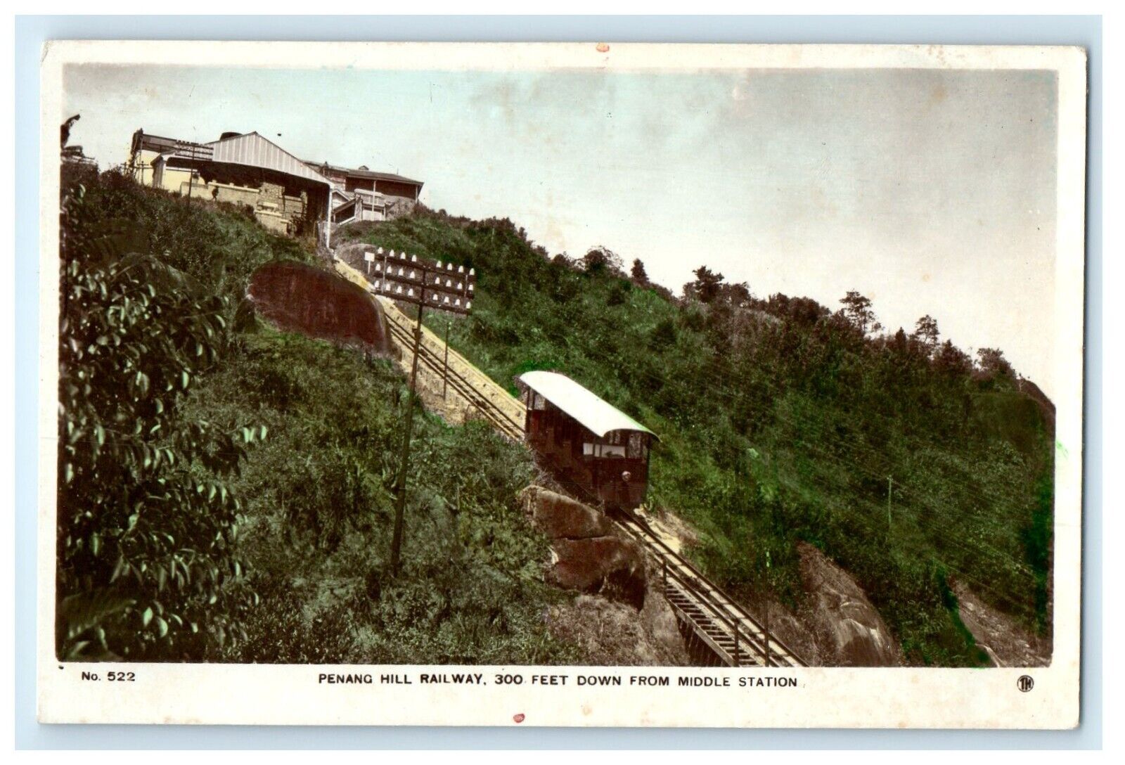 c1920\'s Penang Hill Railway Train Middle Station Malaysia RPPC Photo Postcard