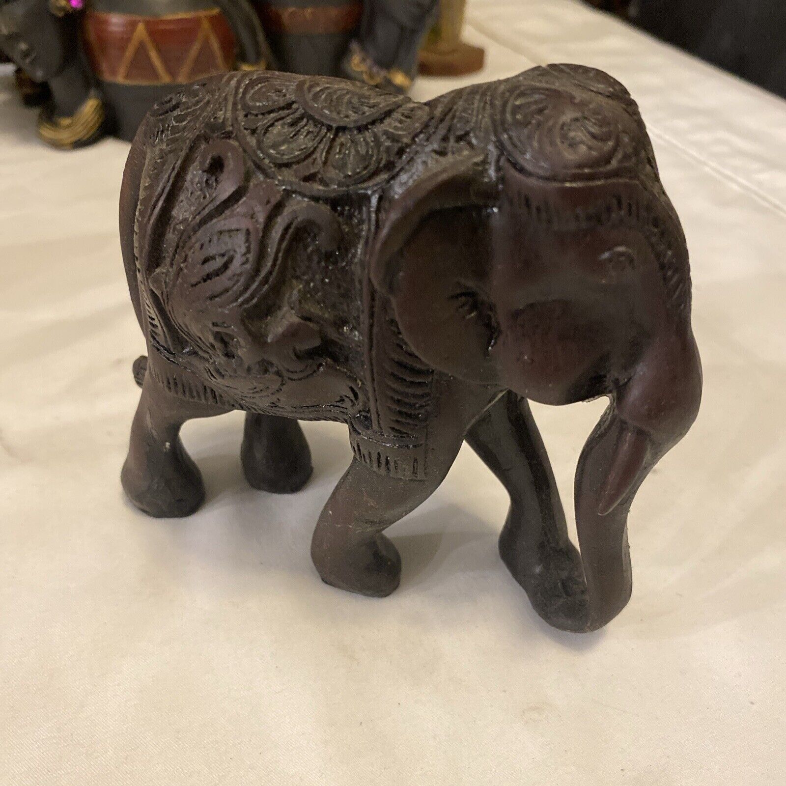 Vintage Detailed Ornate Resin Elephant