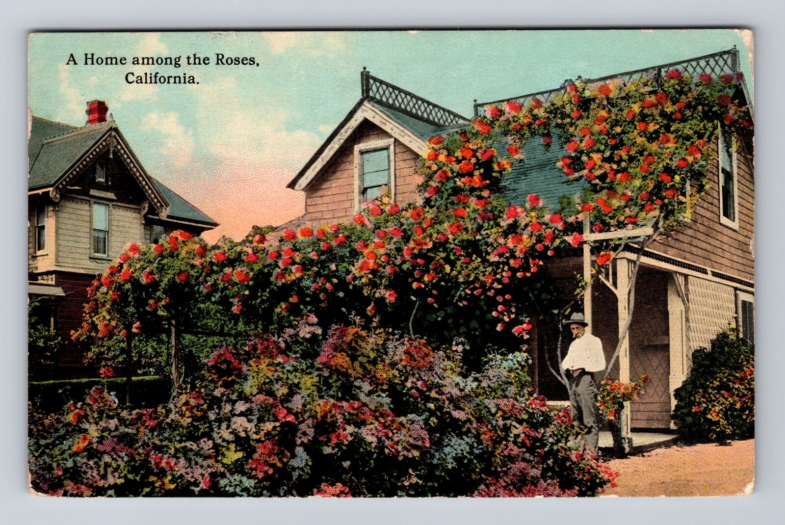 CA-California, Home Among The Roses, Antique, Vintage c1913 Postcard