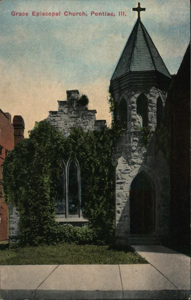 Pontiac,IL Grace Episcopal Church Livingston County Illinois Postcard Vintage