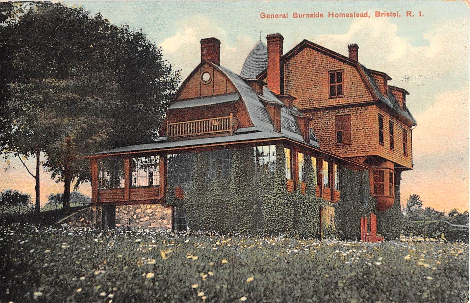 c.1910 General Burnside Homestead Bristol RI post card