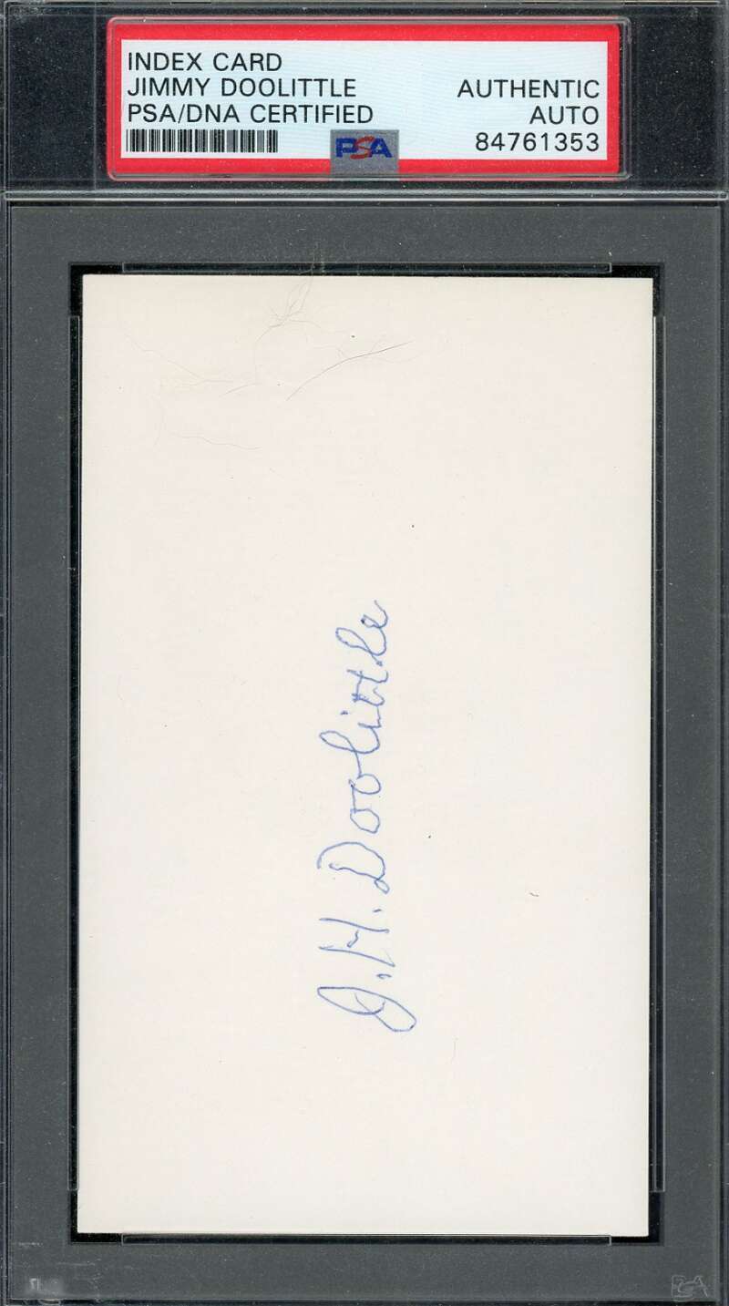 General Jimmy Doolittle PSA DNA Signed 3x5 Index Card Autograph 1