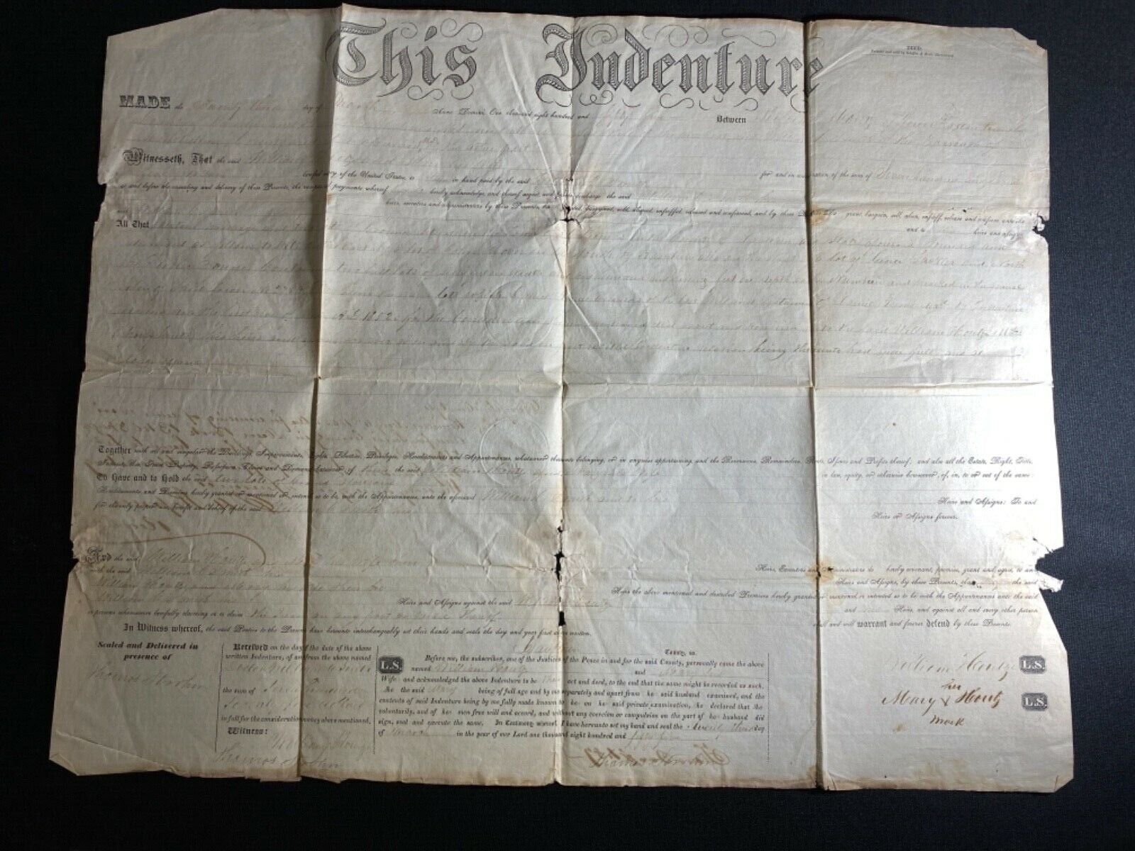 1855 Harrisburg PA Dauphin Co. Indenture Land Deed Civil War Veteran Identified