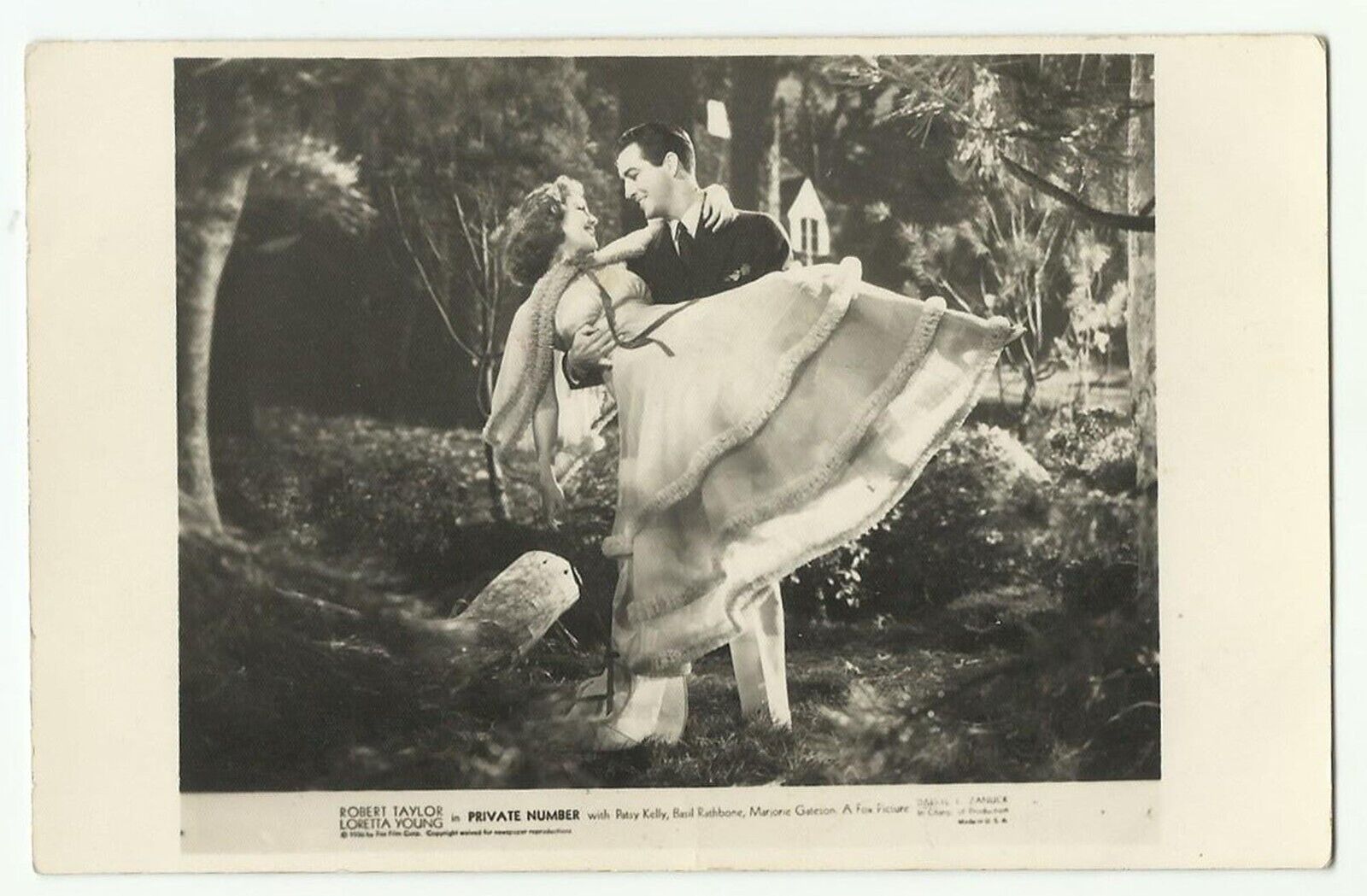 Robert Taylor-Loretta Young, Vintage Postcard, Private Number, Movie Still