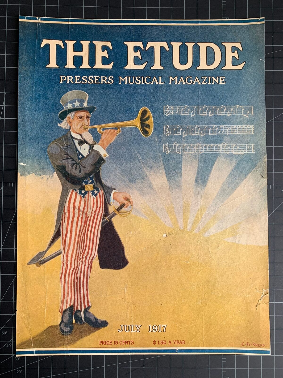 Vintage 1917 The Etude Magazine Uncle Sam Cover