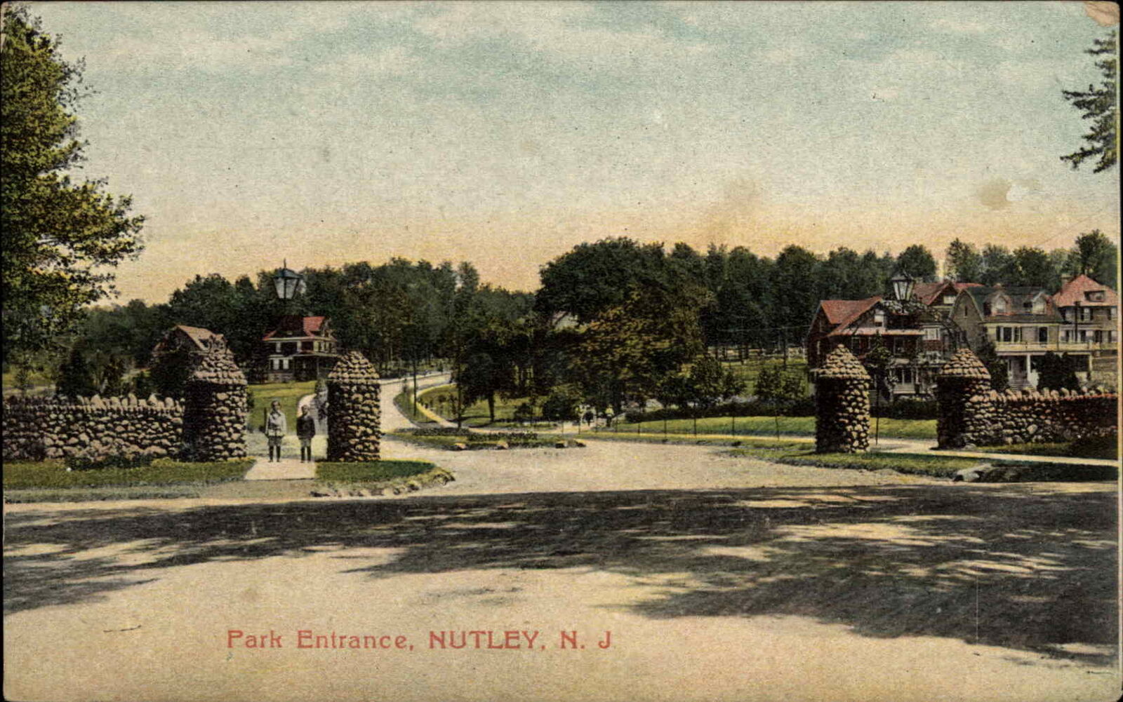 Nutley New Jersey NJ Park Entrance c1910 Vintage Postcard