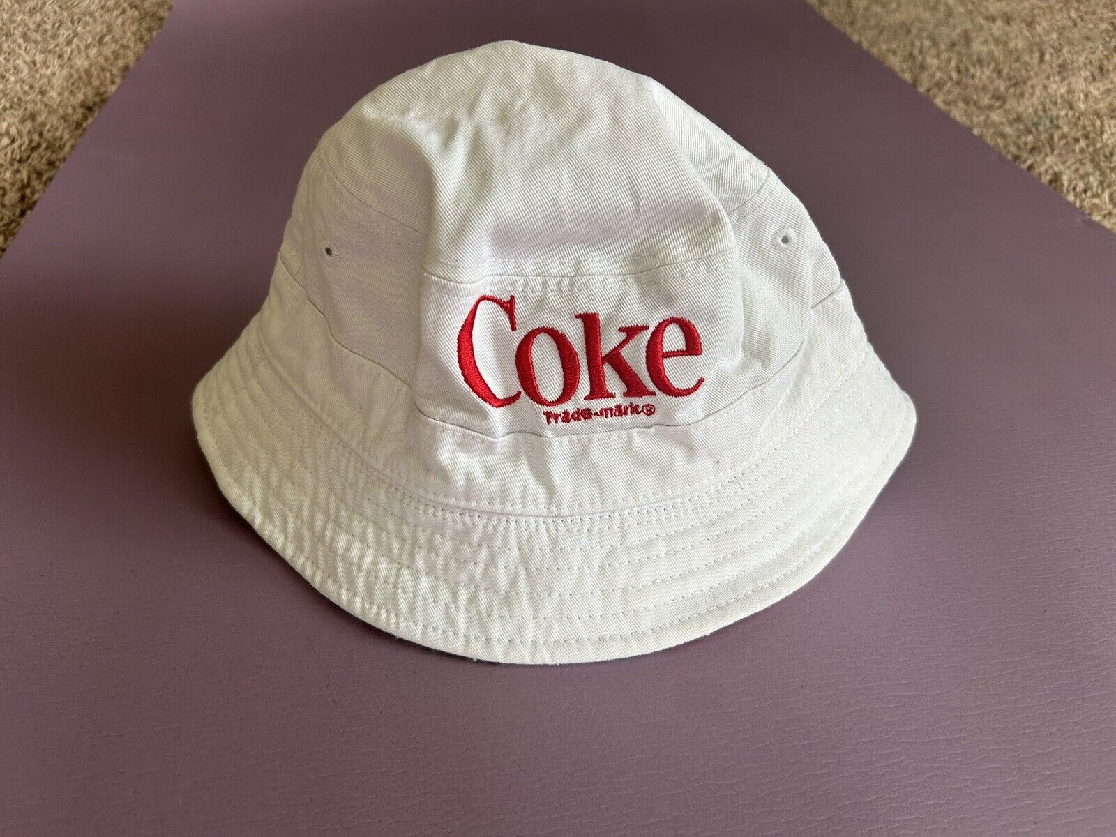Coca Cola It’s The Real Thing Reversible Logo Bucket Hat. Red & White. 7.25”