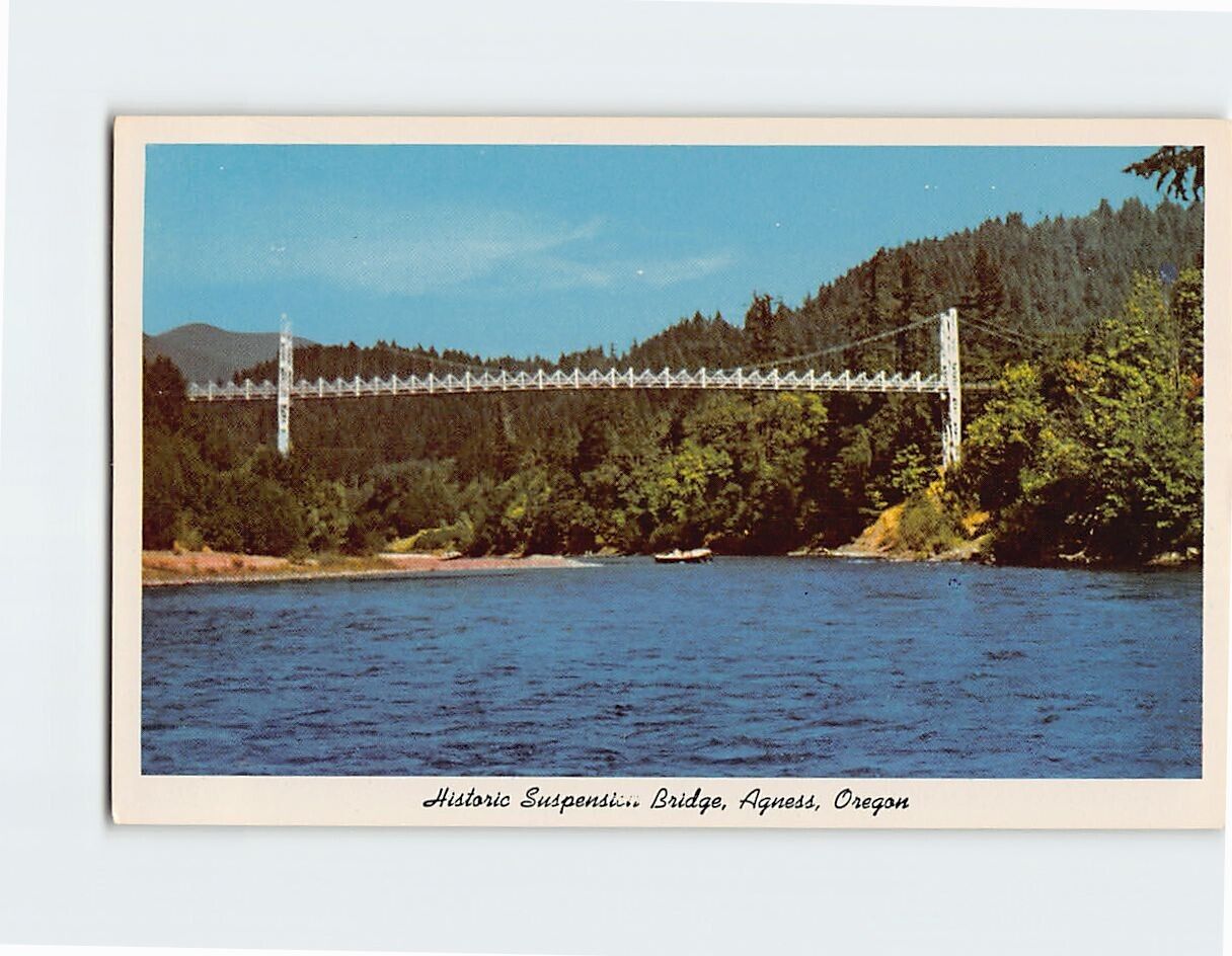 Postcard Historic Suspension Bridge Agness Oregon USA