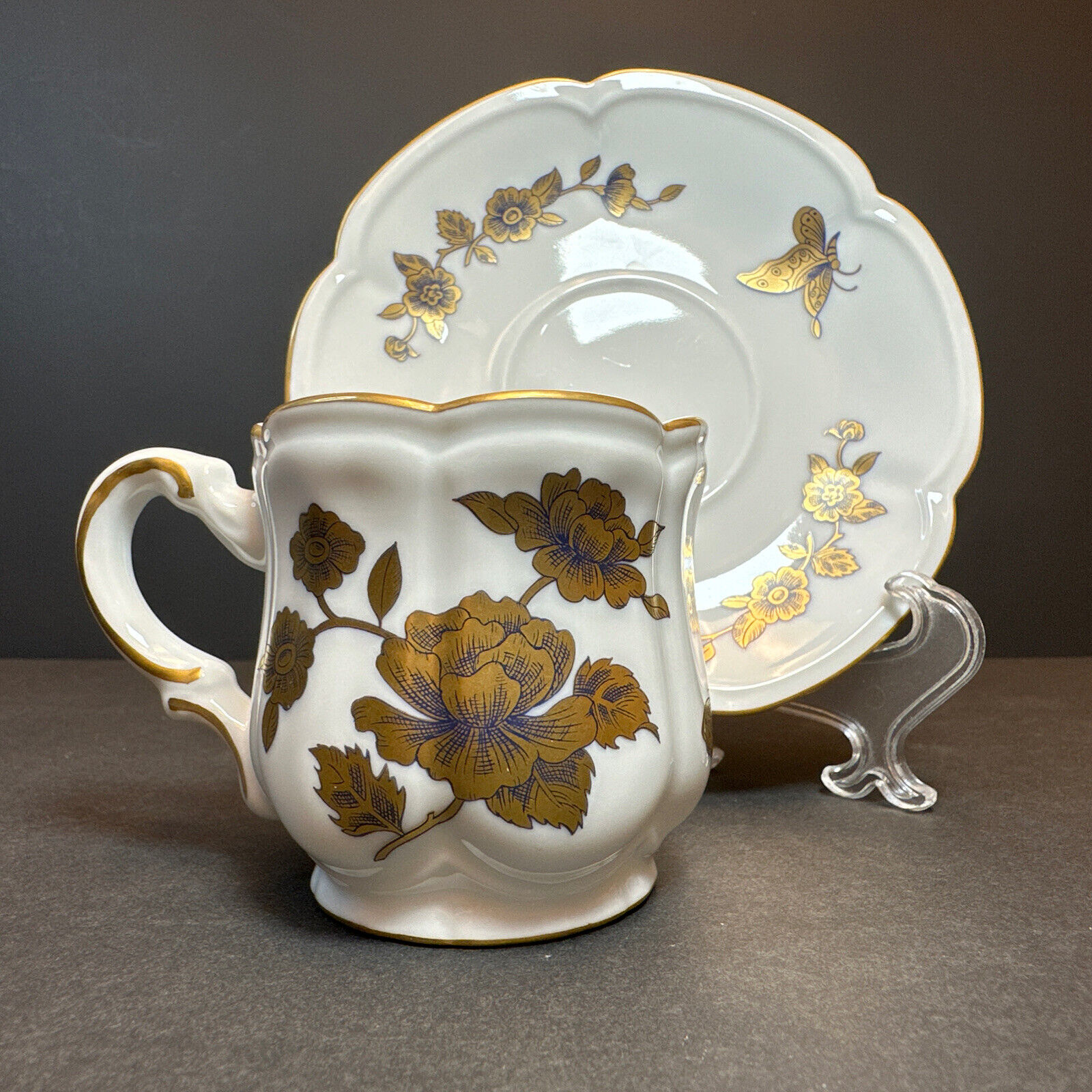 Estee Lauder Ice Palace Porcelain Collection Coffee Tea Cup Saucer Butterflies 
