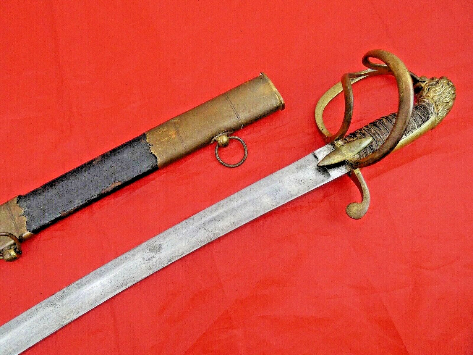 FINE ANTIQUE NAPOLEONIC WARS OFFICER\'S LION HEAD SWORD South Germany / Swiss 18c