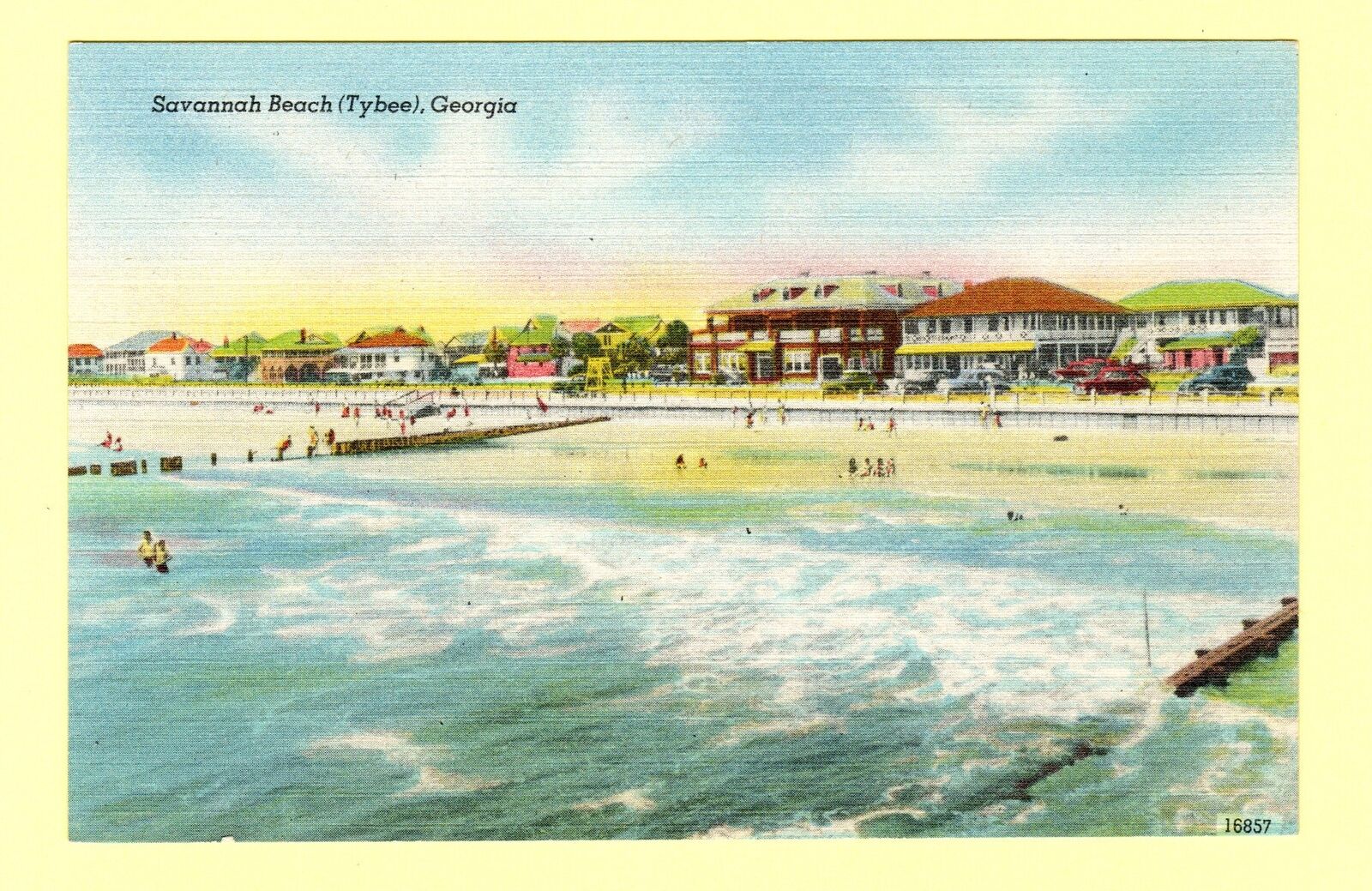 Savannah Beach Tybee Island Georgia1930\'s Postcard