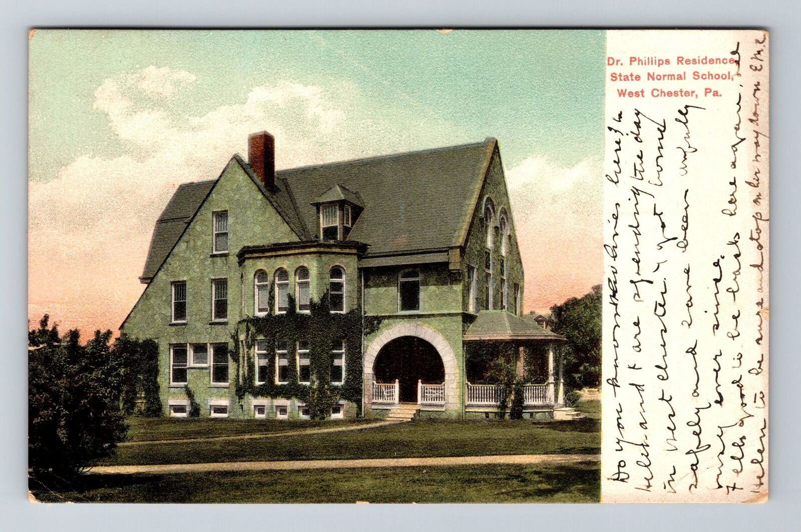 W Chester PA-Pennsylvania, Dr Phillips State Normal School Vintage Postcard