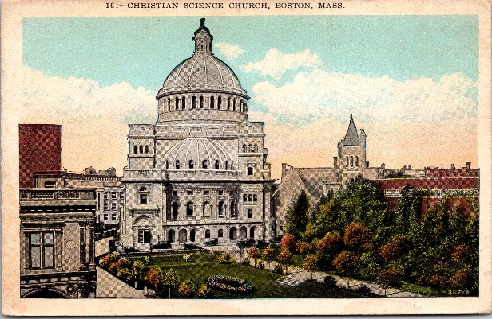 Postcard Christian Science Church Boston Mass [bx]