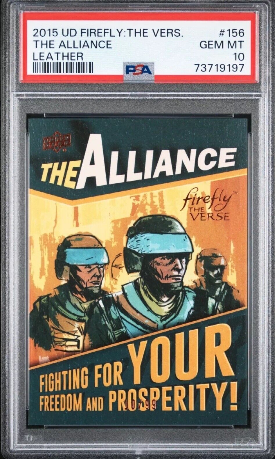 2015 UD FIREFLY THE VERSE LEATHER #156 THE ALLIANCE POP 1 PSA 10 ♨️♨️