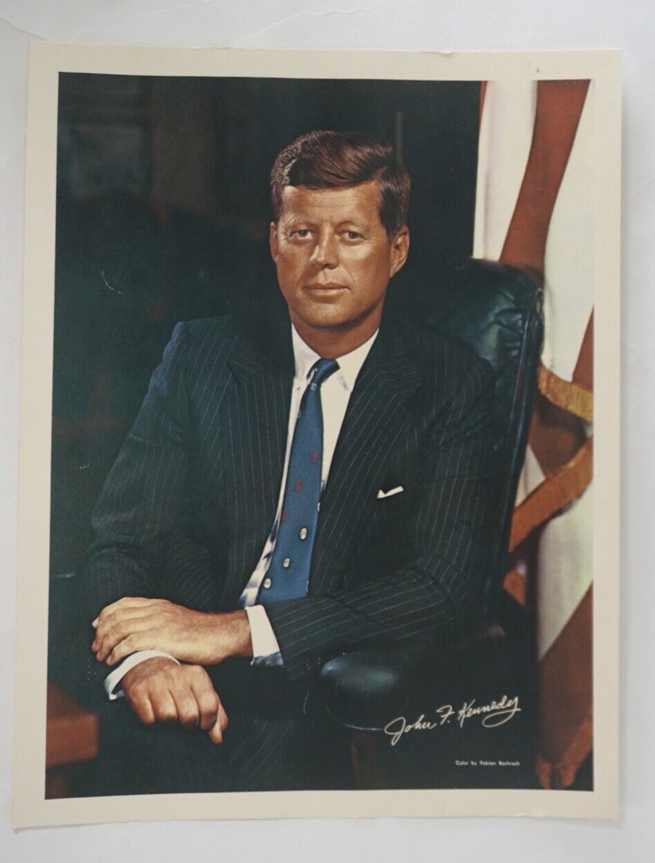 Vintage JFK Glossy Photo 14”x11”