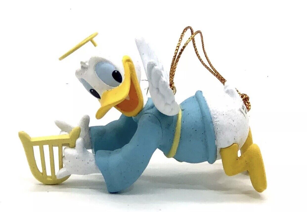 Vintage Grolier Disney Donald Duck Angel Christmas Ornament Wings Harp with Box
