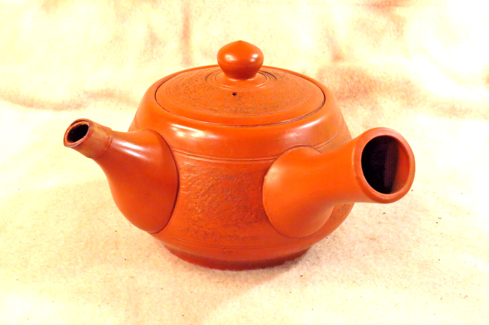 Antique Teapot Kyusu 2 Strainers Shudei Pottery Jinsui Japan STAMPED Red Clay