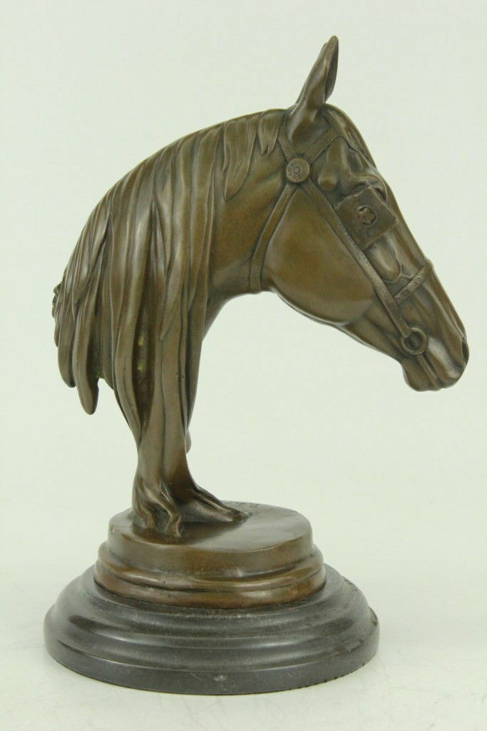Horse Lovers Real Bronze Horses Bust Sculpture Statue Equestrian Decor Artwork