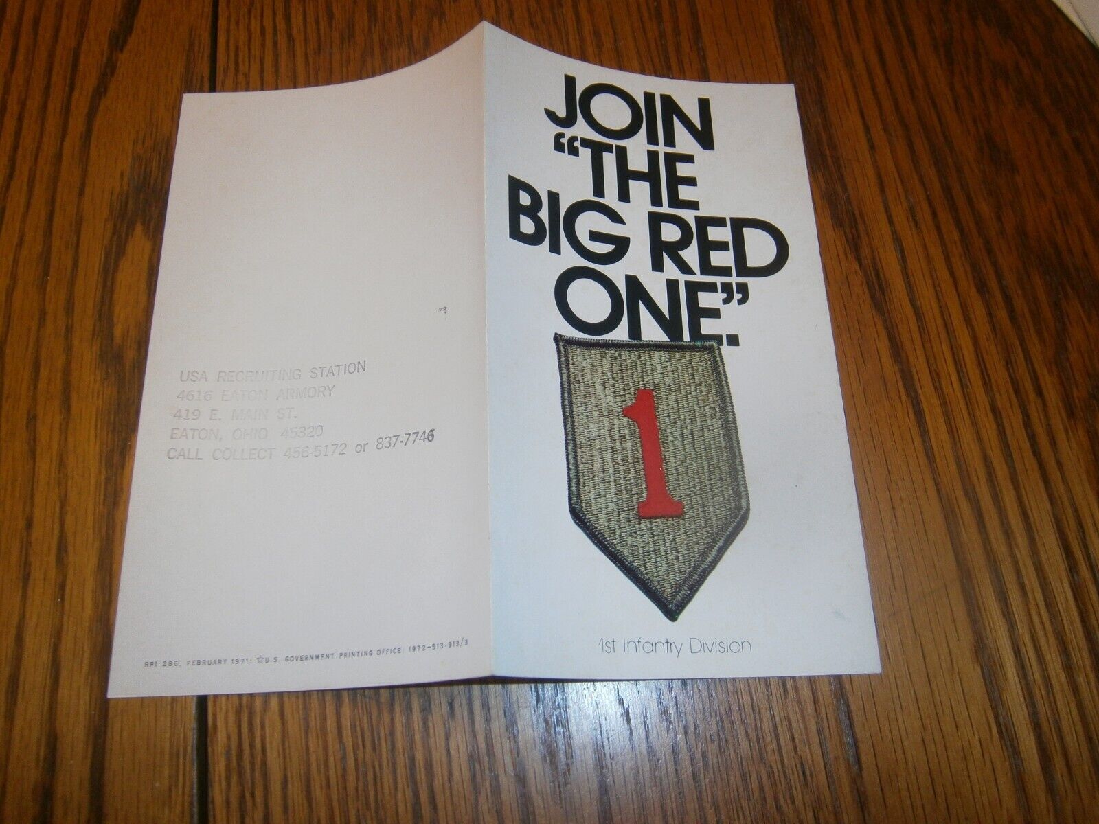 VINTAGE 1980\'S JOIN THE BIG RED ONE 1ST INFANTRY DIVISION BROCHURE