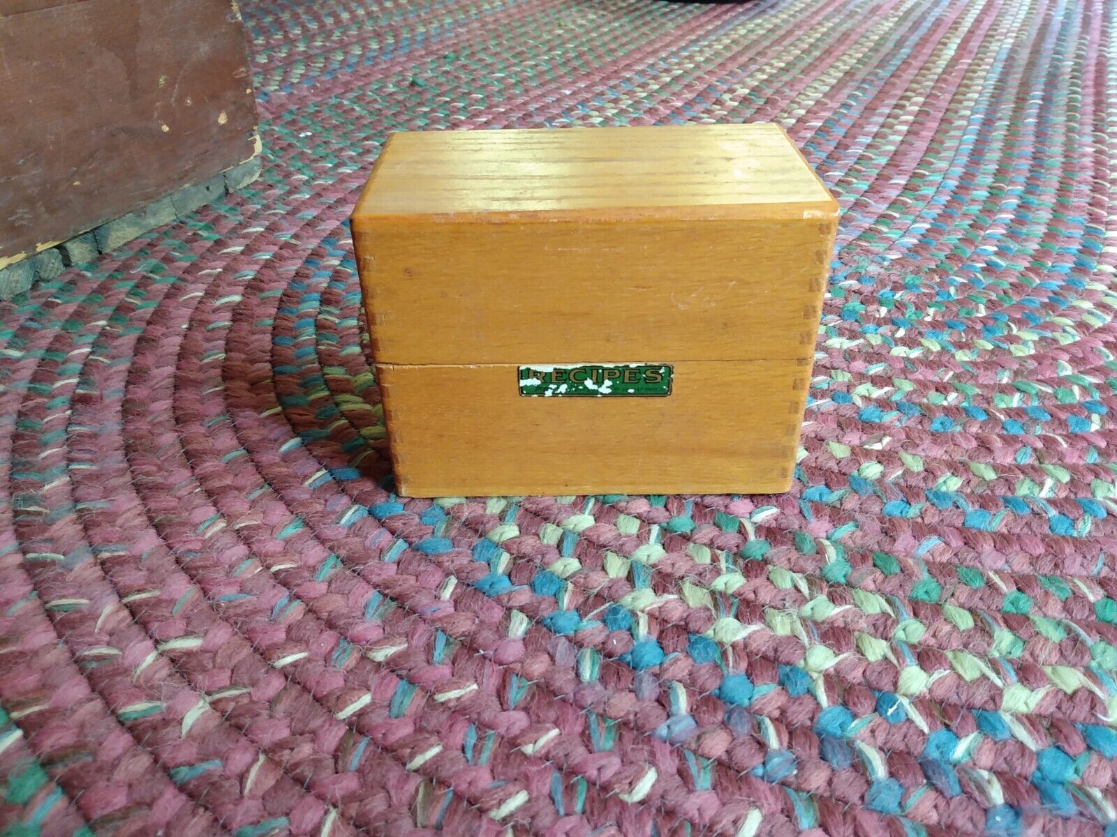 Dovetailed Oak Wood Vintage Recipe Index Card Wooden Box
