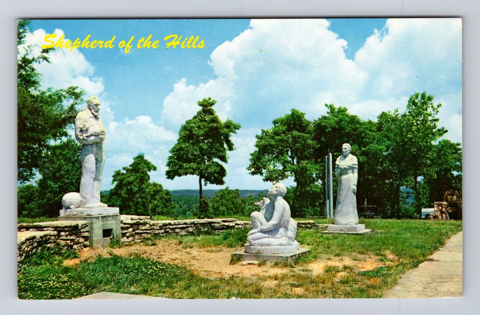 Branson Mo-Missouri, Shepard Of The Hills Monuments, Vintage Souvenir Postcard